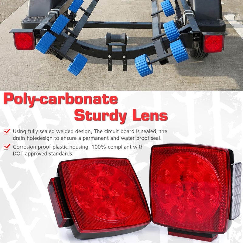 LINKITOM Submersible LED Trailer Tail Light Kit, Super Bright Brake Stop Turn Reverse Tail License Lights for Under 80 Inch Trailer Boat Utility Trailer Marine Camper RV - Image 4
